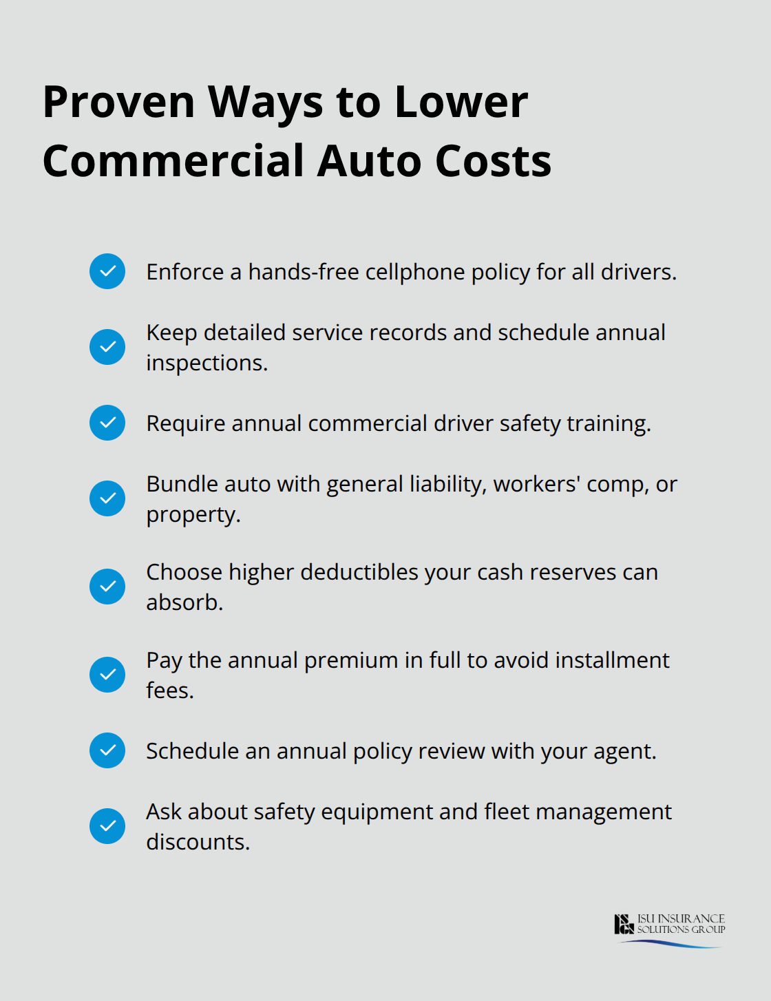 Checklist of actionable savings strategies for commercial auto insurance in the United States - Auto insurance for businesses