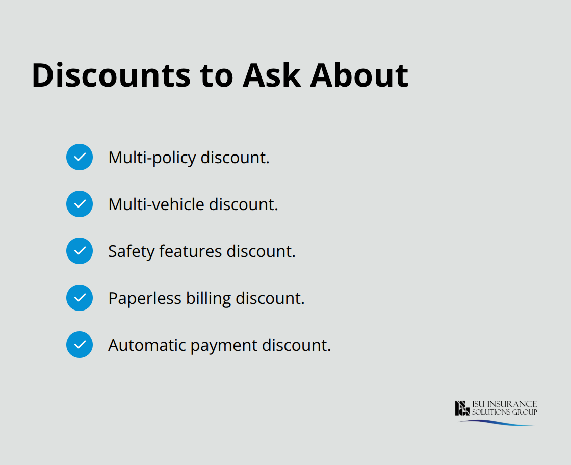 Checkmark list of common auto and homeowners insurance discounts for homeowners