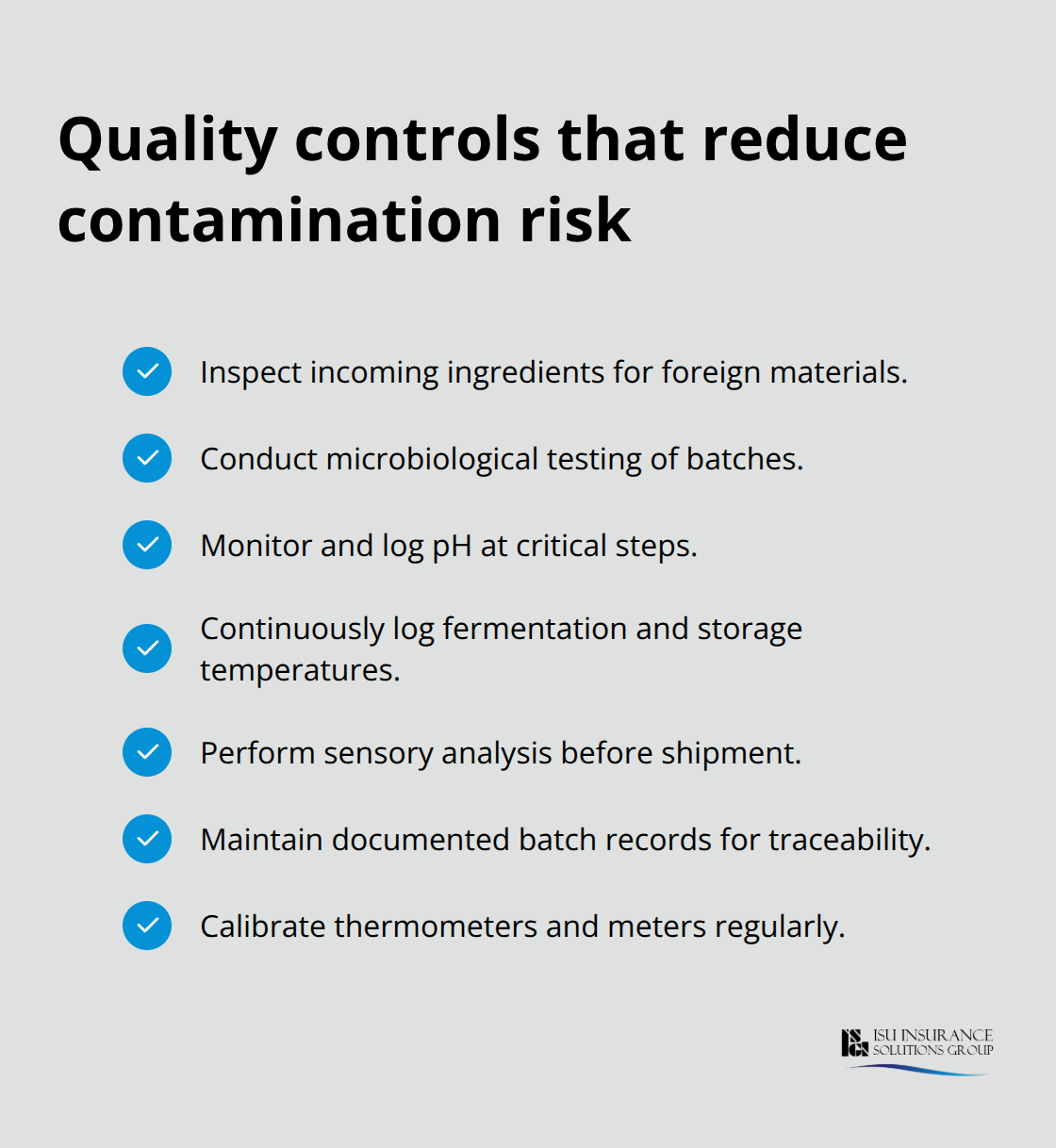 Checklist of brewery quality control practices to limit recall exposure - Washington brewery liability coverage